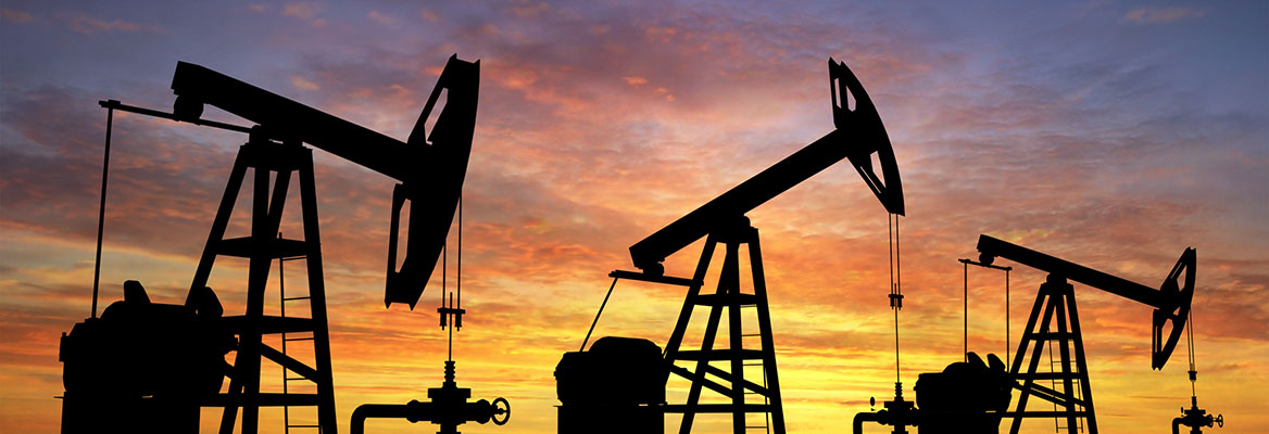Oil pump jacks at sunset